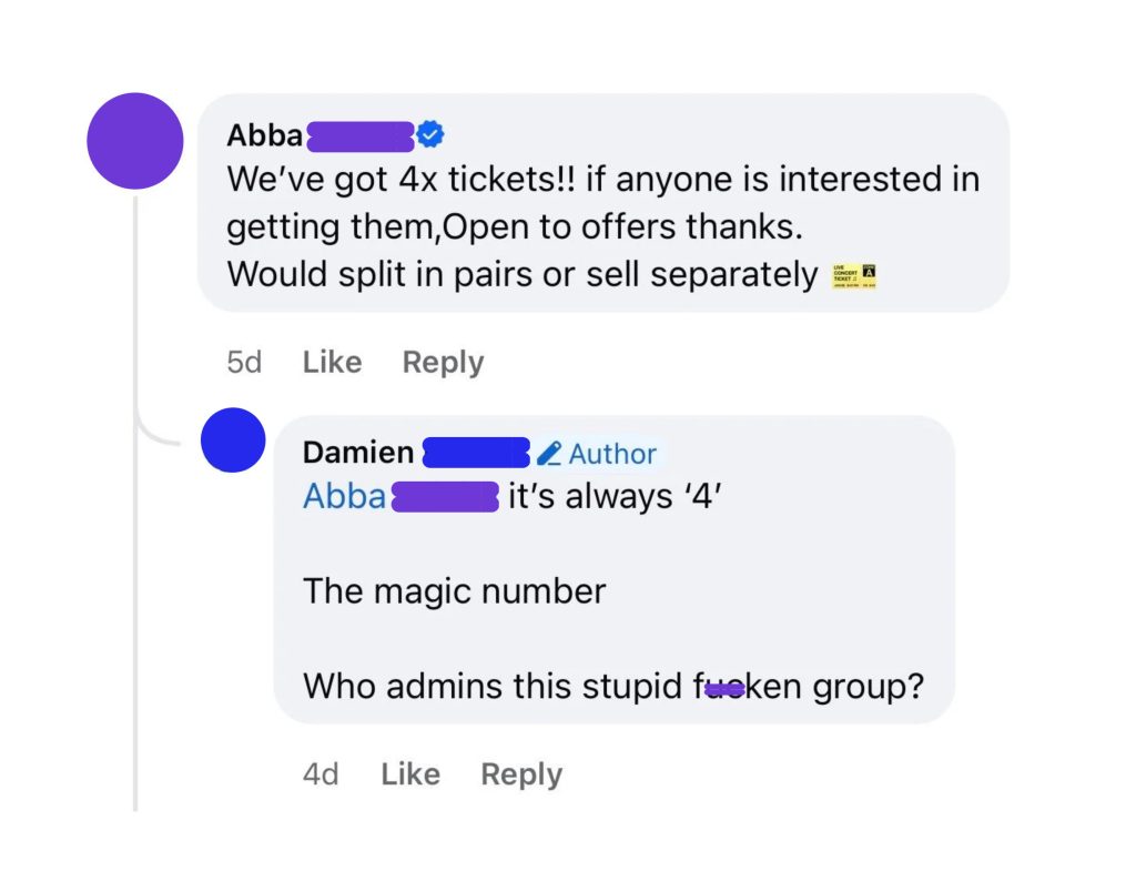 example of a user responding with frustration to a suspected scammer