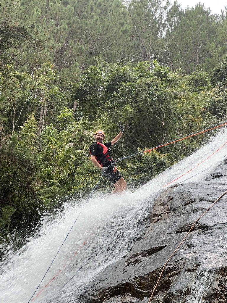 Brendan Emmott on a waterfall