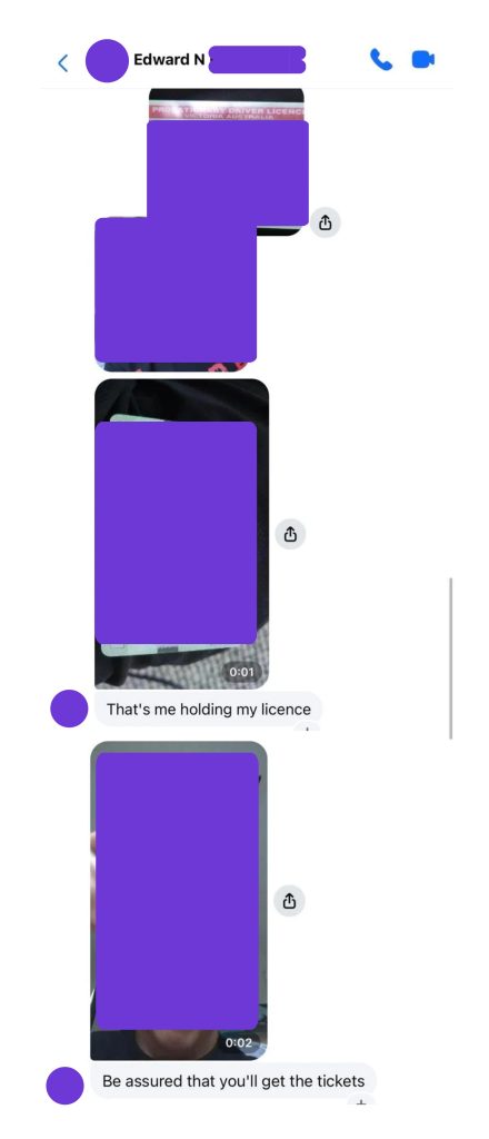 Identity-verification material sent by the suspected scam account