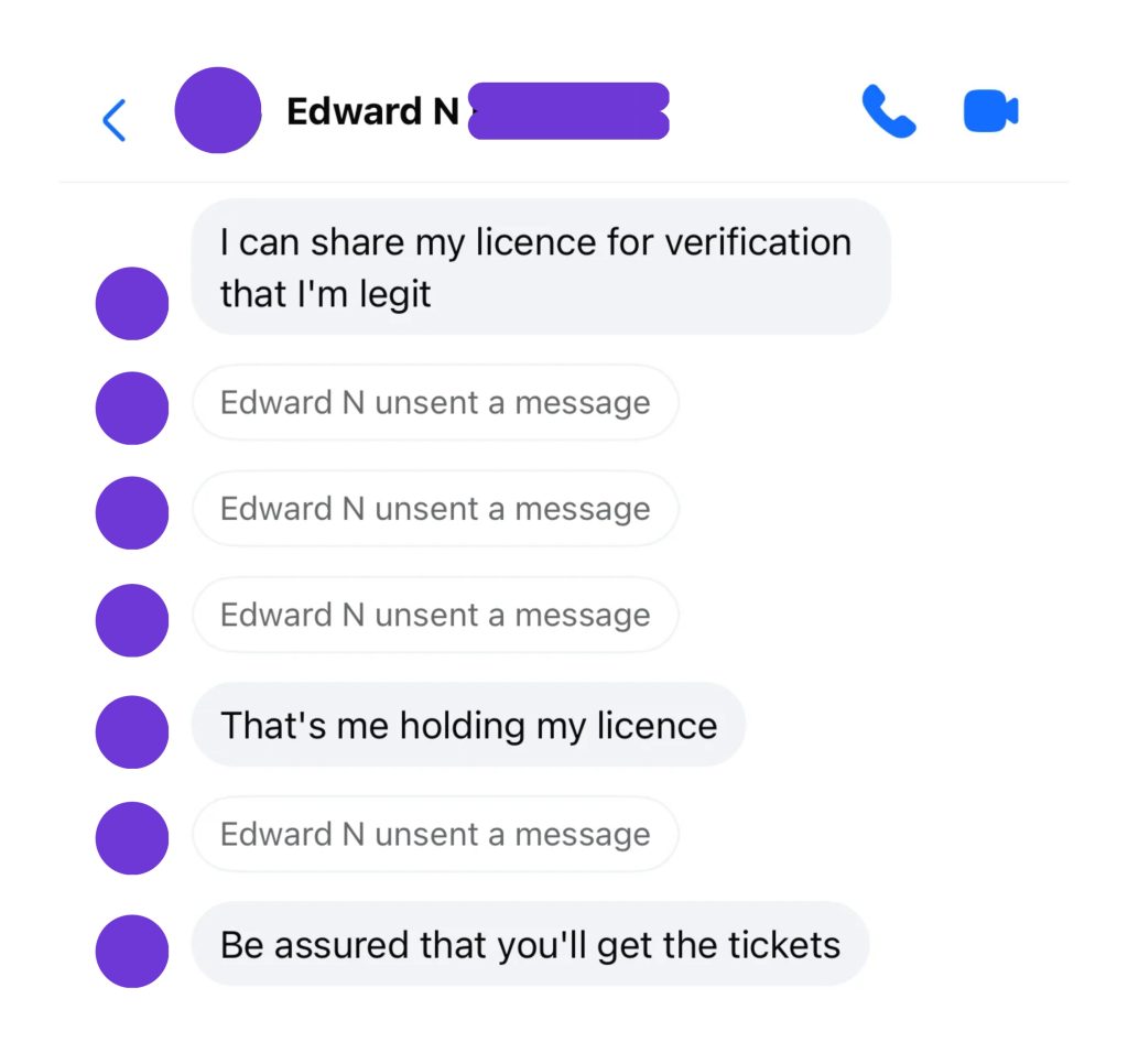 Previously shared verification material being removed after scam attempt had been identified