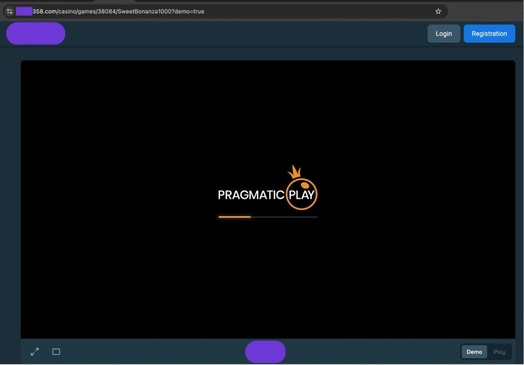 (The impersonating website presented what appeared to be a Pragmatic Play game directly within its casino environment.)